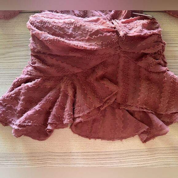 Lulu’s Cherish This Moment Rusty Rose Ruched Asymmetrical Mini Dress XS NWT - Picture 7 of 10